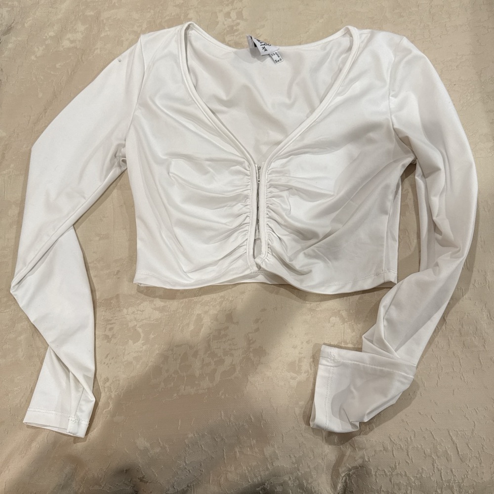 Princess Polly White Ruched Crop Top